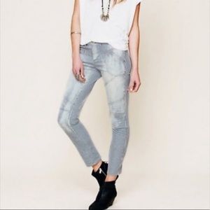 Free People railroad striped moto jeans
